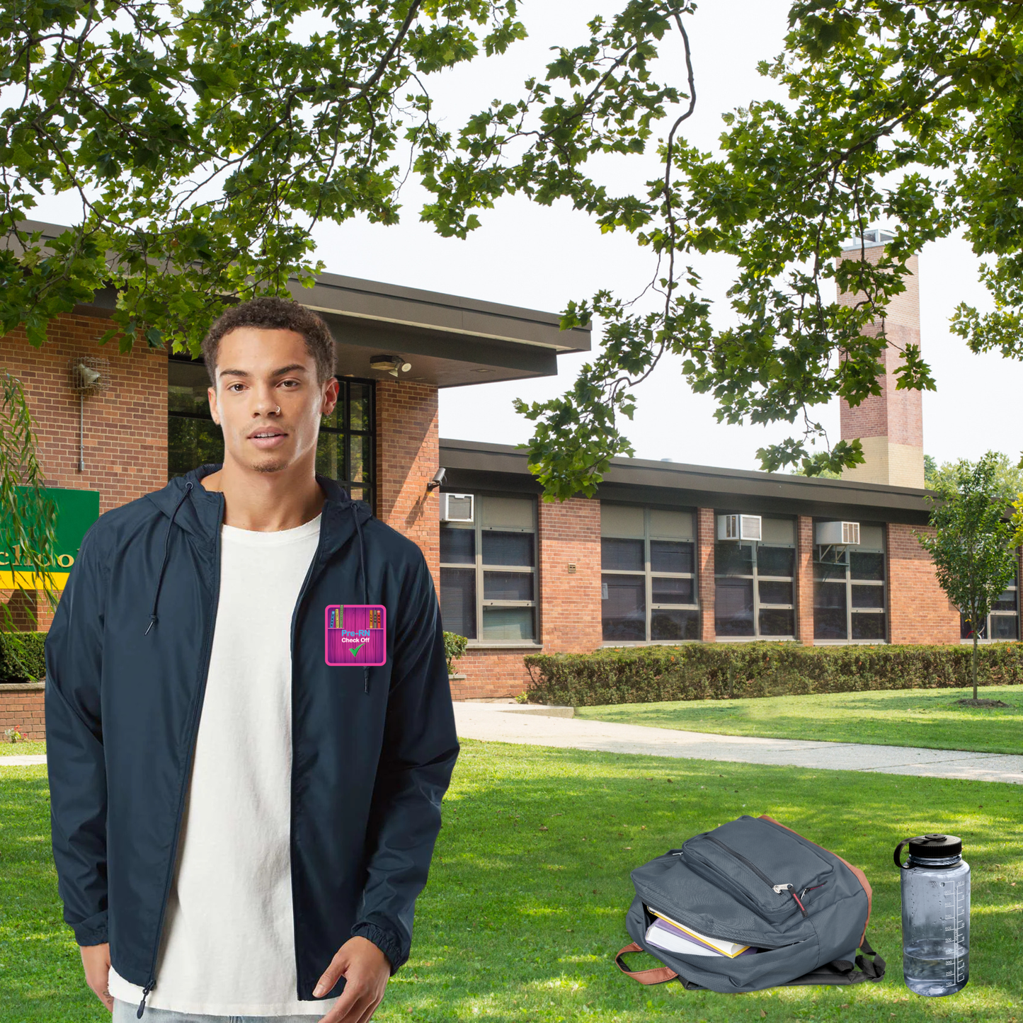 Lightweight Full-Zip Student Windbreaker